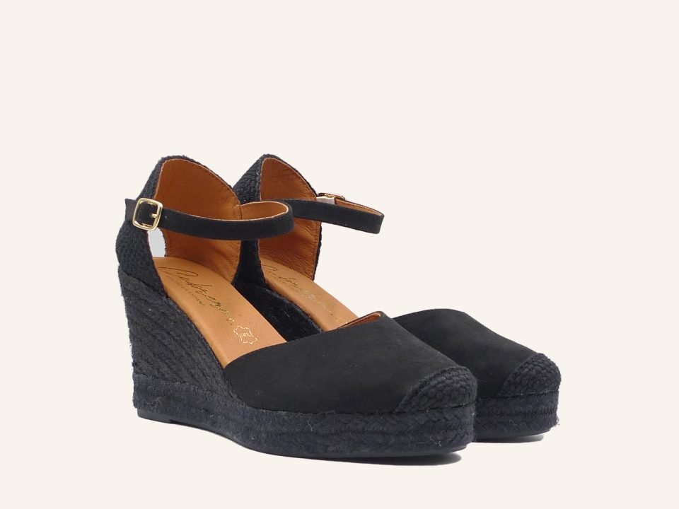 Alpargata Hebilla Suede Negro 7 cuerdas