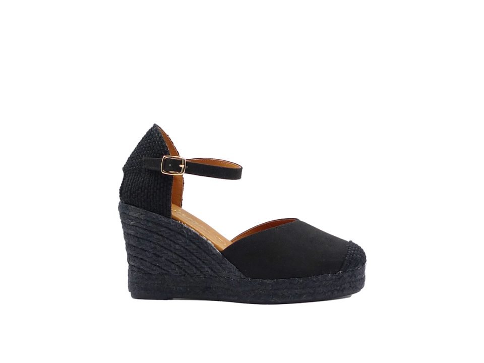 Alpargata Hebilla Suede Negro 7 cuerdas