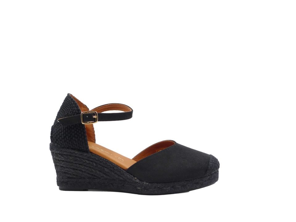 Alpargata Hebilla Suede Negro 5 cuerdas
